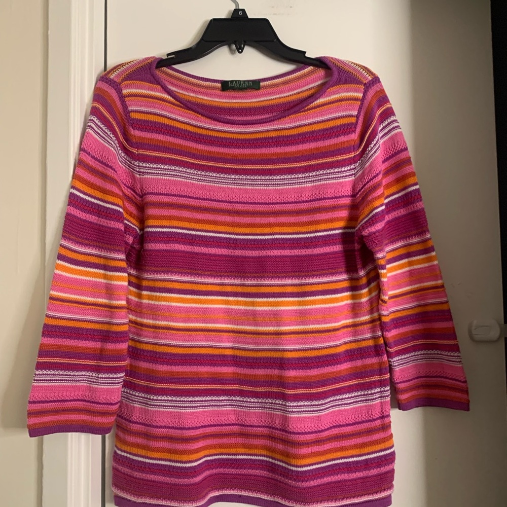 Lauren Ralph Lauren  Petite Women’s Knit Sweater Multicolor Striped Size PXL